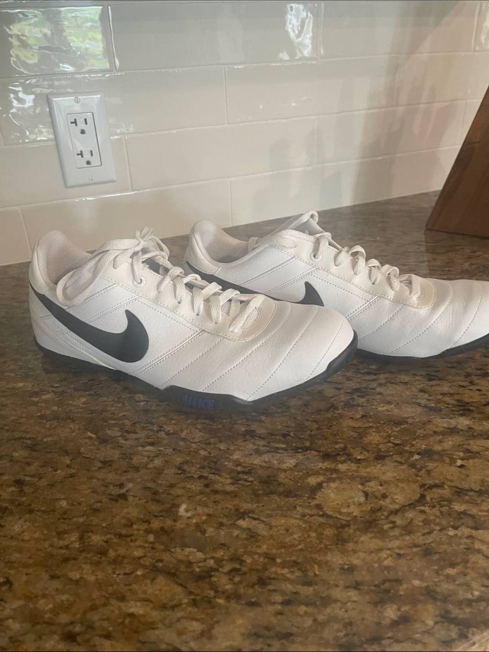 Nike White Sneakers with Black Swoosh Accents 13